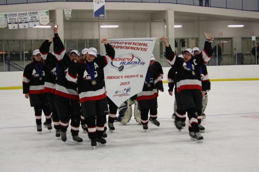 Camrose Vikings win Midget B Female Provincial hockey title at Carena Complex