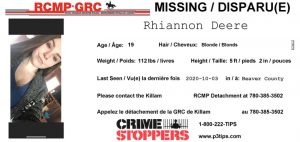 Rhiannon Deere missing poster