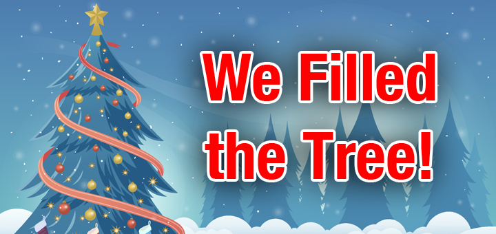 We raised $3,500 for our ‘Fill the Tree’ campaign! Thank you!