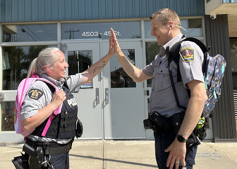 Leduc officers join forces to share back-to-school safety tips