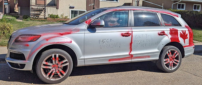 Red Deer RCMP respond to a report of hateful anti-Ukrainian vandalism to a parked vehicle