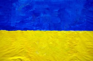 ukraine flag painting on wall yellow and blue